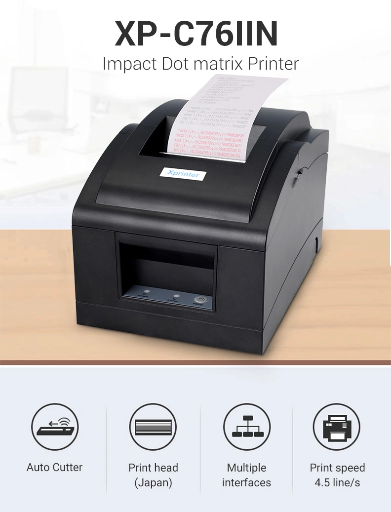 Xprinter XP-C76IIN 76mm Dot-matrix Printer 4.5line/s for small business